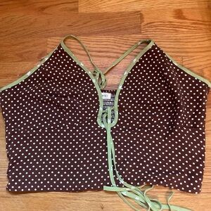 L.A. hearts brown & green polka dot top